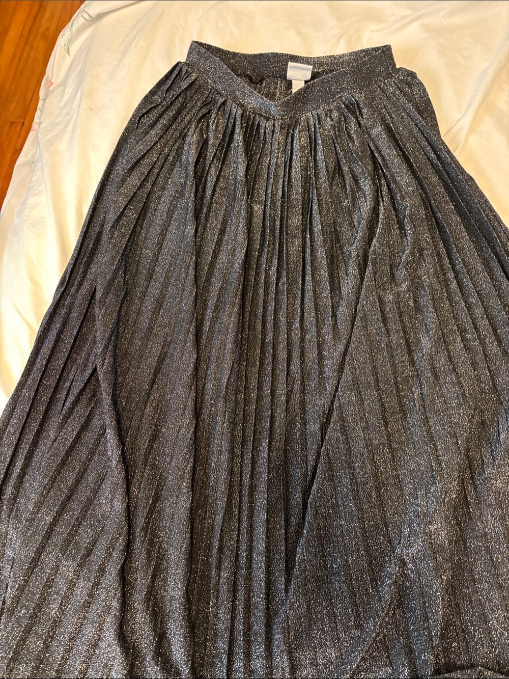 a new day Metallic Pleated Maxi Skirt - Silver/Gray